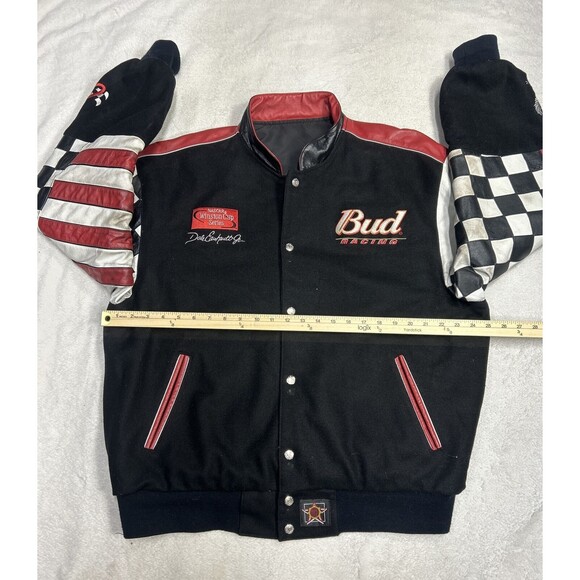Vtg Dale Earnhardt Jr Bud Racing Reversible Leather Jacket Size XL Jeff Hamilton - Picture 7 of 13